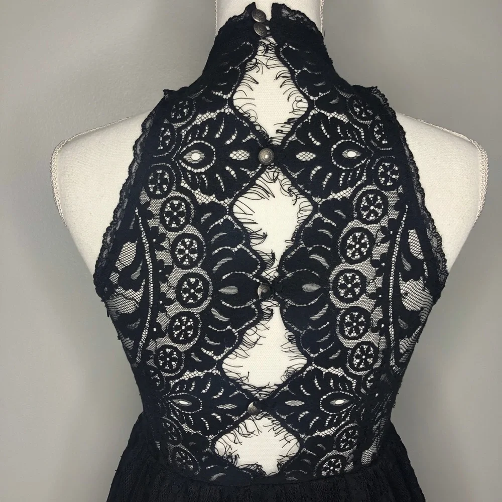 Free People Verushka Black Lace Mini Dress